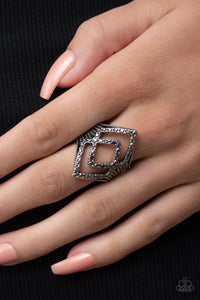 Diamond Duet - Silver Hematite Ring Paparazzi