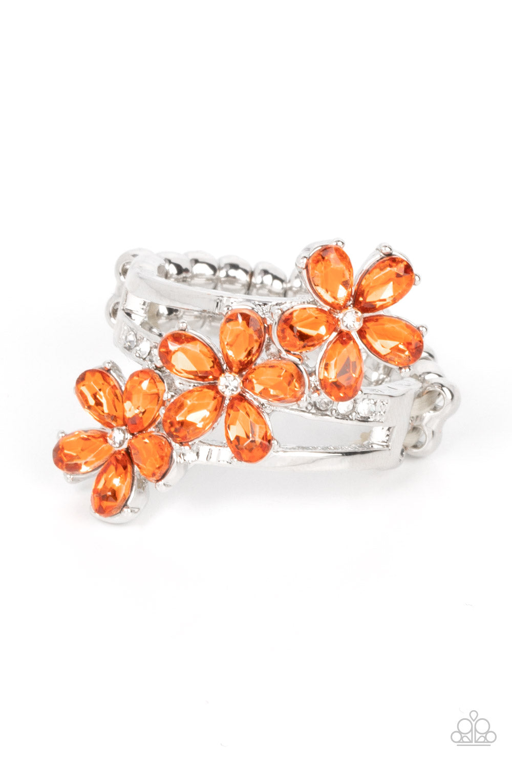 Paparazzi Posh Petals - Orange Rhinestone Ring