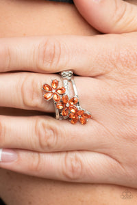 Paparazzi Posh Petals - Orange Rhinestone Ring