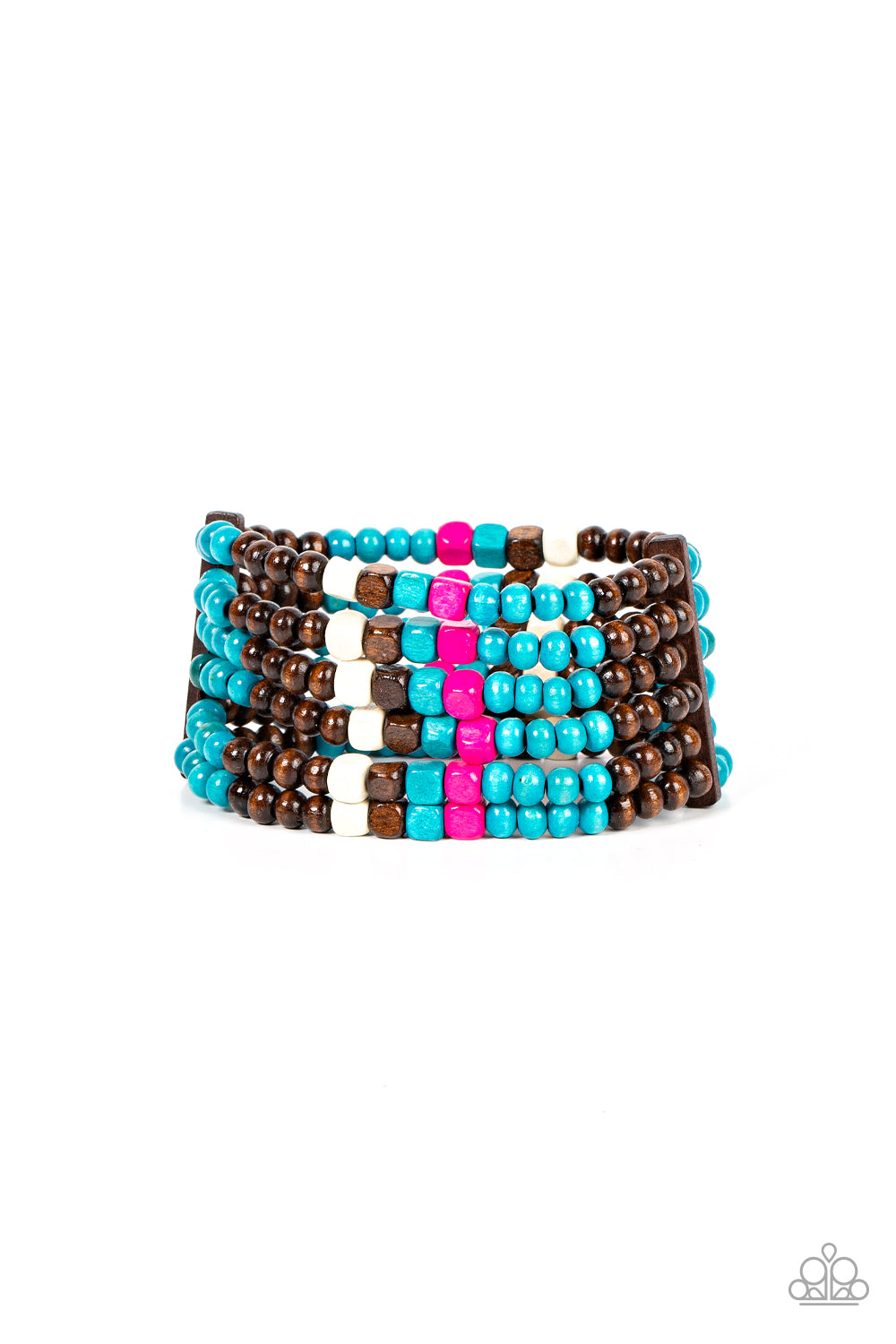 Dive into Maldives - Blue Multi Wood Bracelet Paparazzi