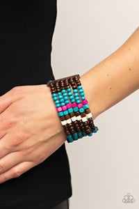 Dive into Maldives - Blue Multi Wood Bracelet Paparazzi