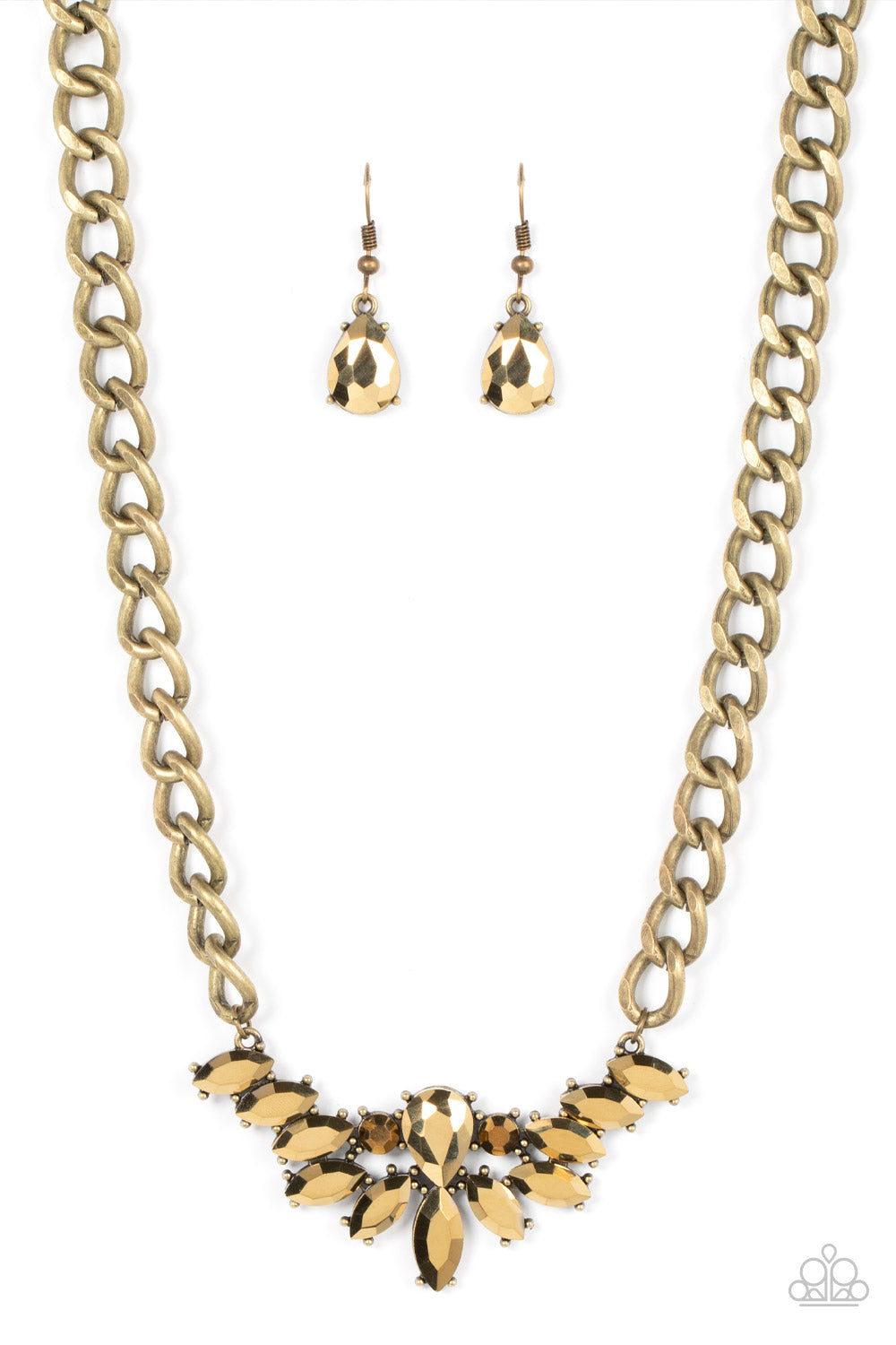 Paparazzi Come at Me - Brass Rhinestone Necklace