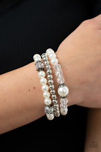 Paparazzi Positively Polished - White Pearl Bracelet