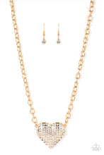 Load image into Gallery viewer, Heartbreakingly Blingy - Gold Heart Necklace Paparazzi
