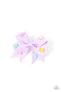 Paparazzi Pom Poms Promenade - Purple Bow Hair Clip