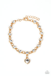 Truly Lovely - Gold Heart Bracelet Paparazzi