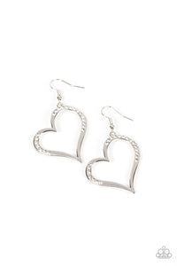 Tenderhearted Twinkle - White Heart Earring Paparazzi