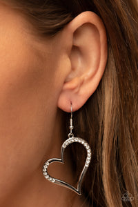 Tenderhearted Twinkle - White Heart Earring Paparazzi