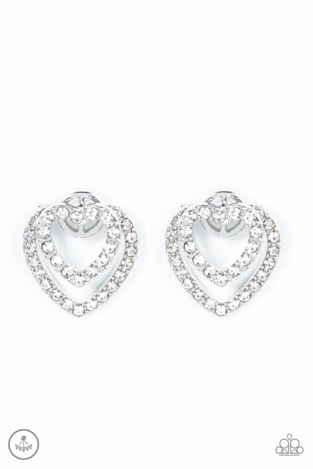 Paparazzi Ever Enamored - White Rhinestone Earring