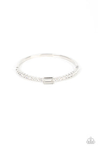 Paparazzi Party Crashing Couture - White Rhinestone Bangle