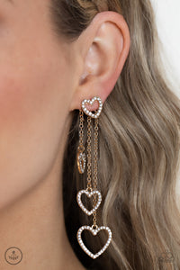 Falling In Love - Gold Jacket Earring Paparazzi