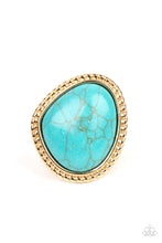 Load image into Gallery viewer, Take the High RODEO - Gold Turquoise Ring Paparazzi
