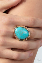 Load image into Gallery viewer, Take the High RODEO - Gold Turquoise Ring Paparazzi
