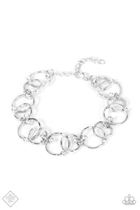 The Universe Revolves Around Me - White Rhinestone Bracelet Paparazzi