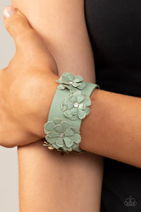 Paparazzi What Do You Pro-POSIES - Green Leather Bracelet