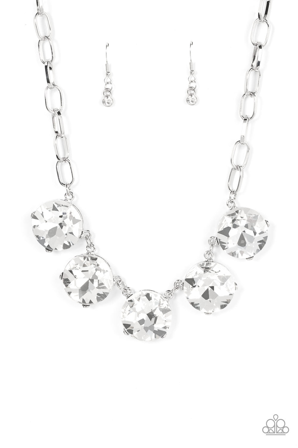 Limelight Luxury - White Rhinestone Necklace Paparazzi