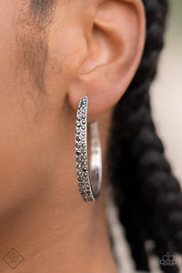 Tick, Tick, Boom! - Silver Hematite Hoops Paparazzi