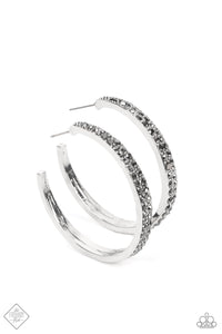 Tick, Tick, Boom! - Silver Hematite Hoops Paparazzi