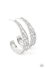 Load image into Gallery viewer, Paparazzi Cold as Ice - Silver Rhinestone Hoop &quot;Life of the Party&quot; Exclusive
