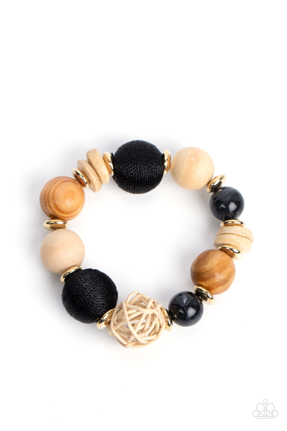 Paparazzi Happily Homespun - Black Wood Bracelet