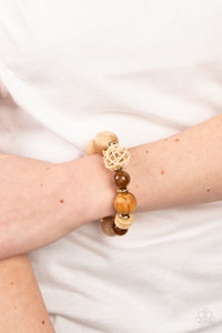 Paparazzi Happily Homespun - Brown Wood Bracelet