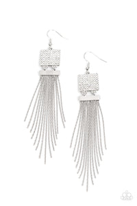 Paparazzi Dramatically Deco - White Rhinestone Earring