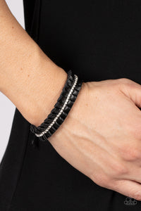 Paparazzi Pretty, Pretty PLEATS - Black Leather Bracelet