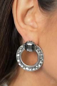 Smoldering Scintillation - Silver Hematite Earring Paparazzi