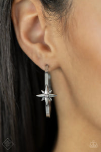 Paparazzi Lone Star Shimmer - Silver Hoop Earring