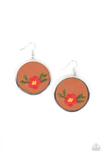 Load image into Gallery viewer, Paparazzi Prairie Patchwork - Red Leather Earring
