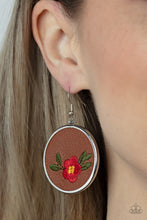 Load image into Gallery viewer, Paparazzi Prairie Patchwork - Red Leather Earring
