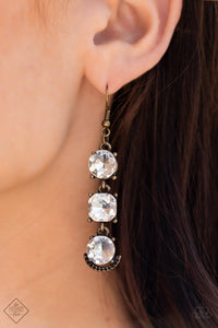 Paparazzi Determined to Dazzle - Brass Earring