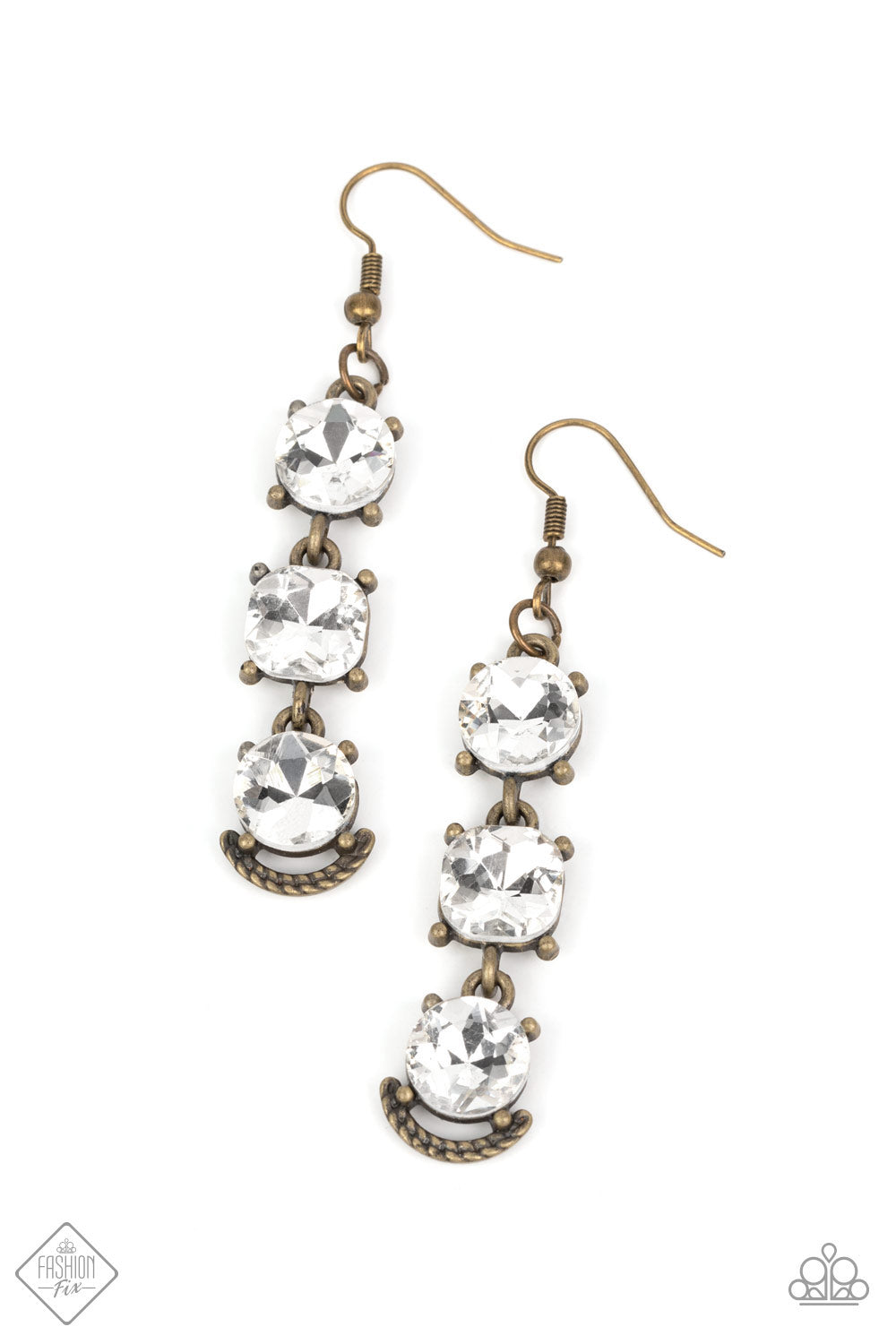 Paparazzi Determined to Dazzle - Brass Earring