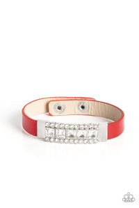 Paparazzi Rebel Reputation - Red Leather Bracelet