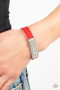 Paparazzi Rebel Reputation - Red Leather Bracelet