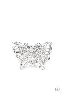 Paparazzi Fearless Flutter - White Rhinestone Ring