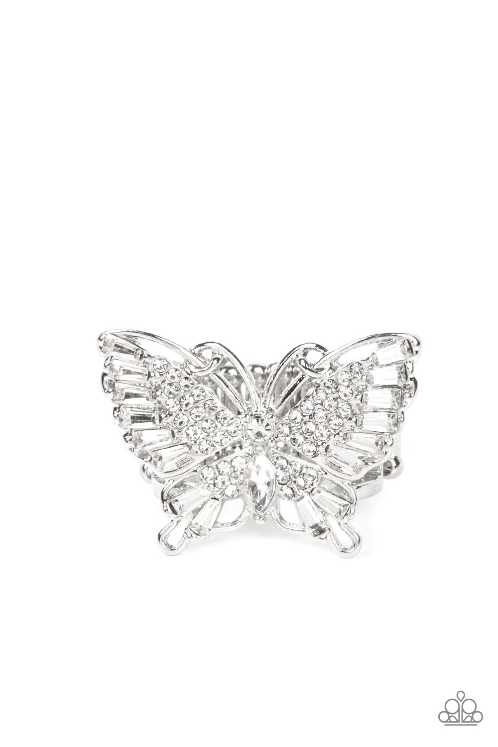 Paparazzi Fearless Flutter - White Rhinestone Ring