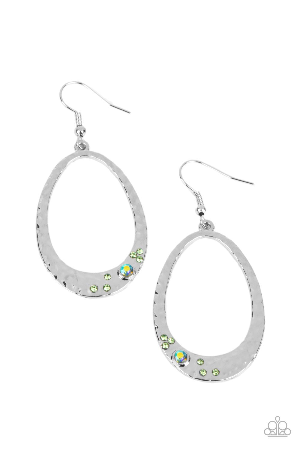 Paparazzi Seafoam Shimmer - Green Rhinestone Earring