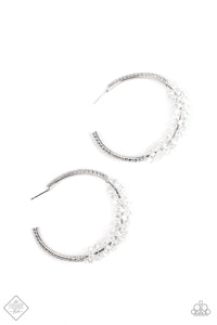 Paparazzi Bubble-Bursting Bling - White Hoop Earring