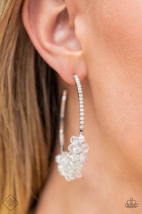 Paparazzi Bubble-Bursting Bling - White Hoop Earring