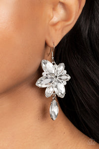 Paparazzi Radiant Retrospection - White Rhinestone Earring