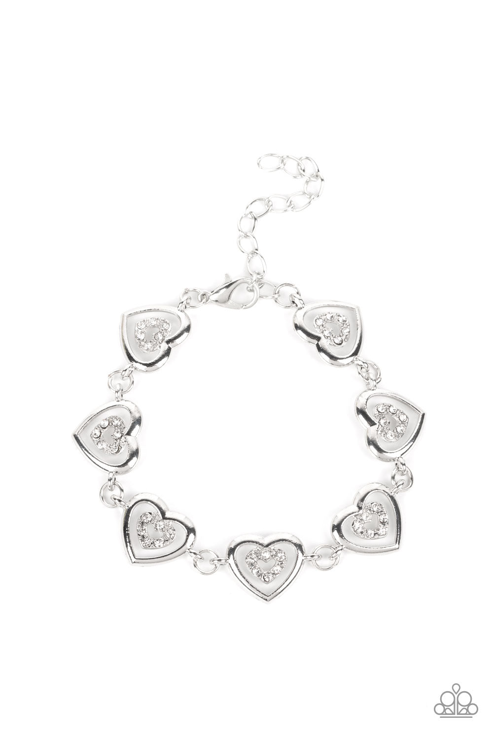 Paparazzi Catching Feelings - Rhinestone Heart Bracelet