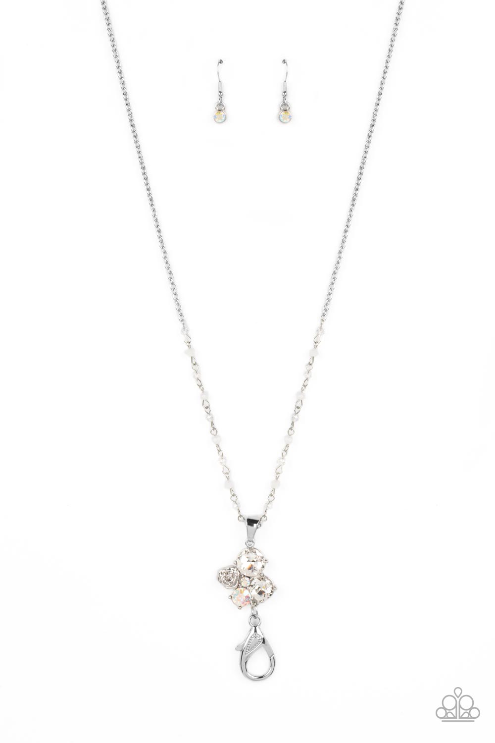 Paparazzi Rainbow Bloom - White Rhinestone Laynard