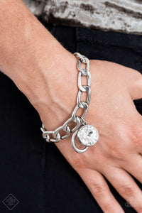 Paparazzi Unyielding Roar - White Rhinestone Bracelet