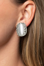 Load image into Gallery viewer, Paparazzi Shimmery Statement - White Moonstone Clip On Earring
