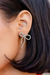 Paparazzi Deluxe Duet - White Rhinestone Earring