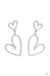 Paparazzi Doting Duo - White Rhinestone Earring