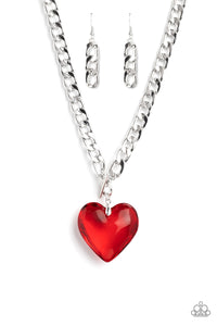 Paparazzi GLASSY-Hero - Red Heart Necklace