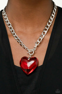 Paparazzi GLASSY-Hero - Red Heart Necklace