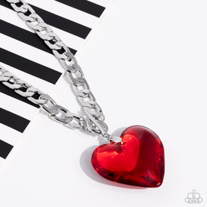 Paparazzi GLASSY-Hero - Red Heart Necklace